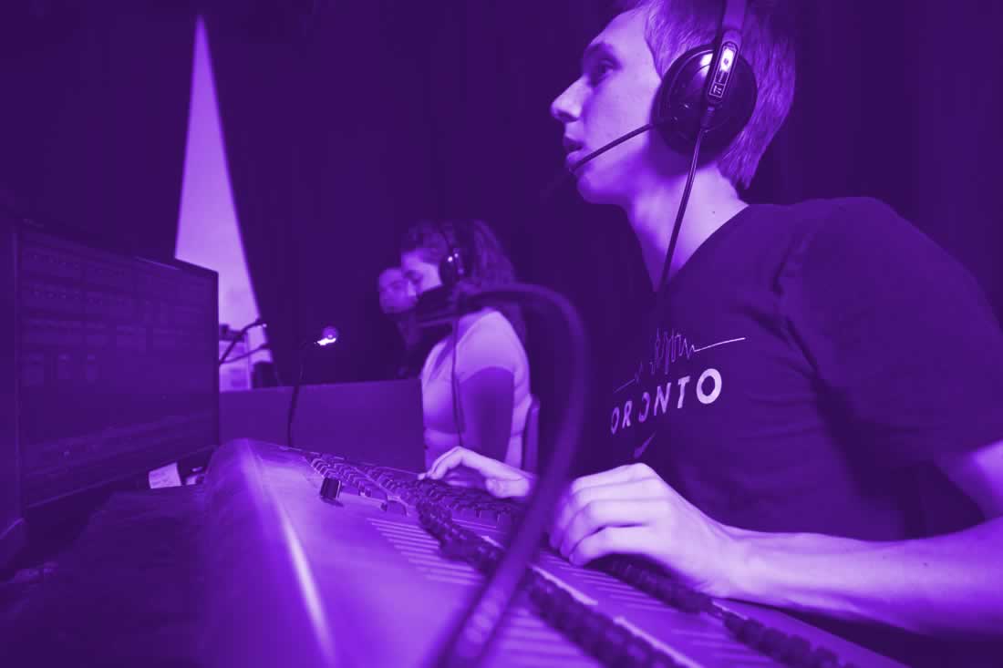This is an image of students working on a sound board'.